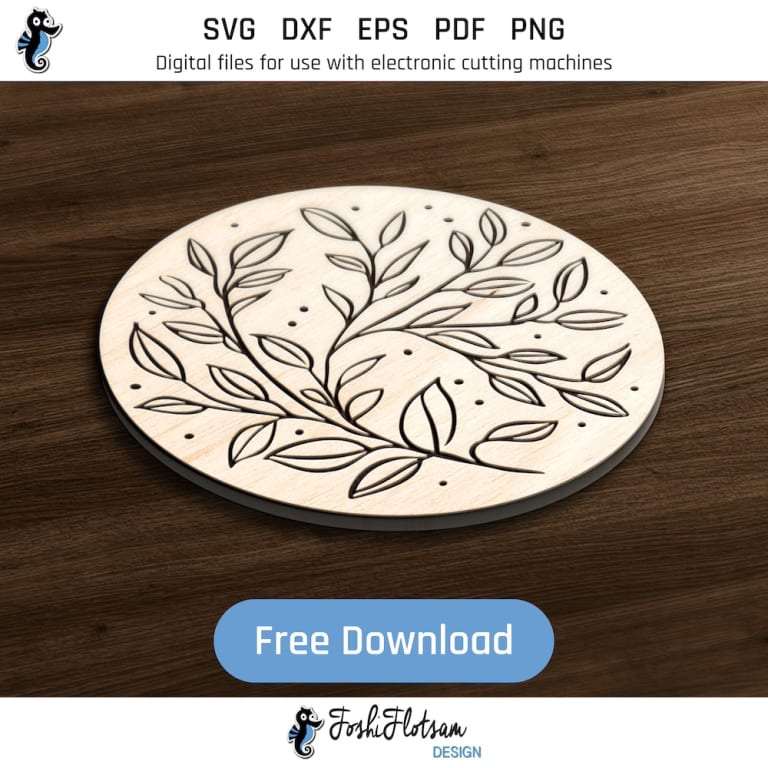 1 plant free coaster SVG cut file with a plant pattern design - mockup image.